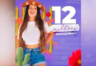 SUCESSO! Paraibana Juliette atinge 12 milhões de seguidores no Instagram e se torna a segunda participante mais seguida