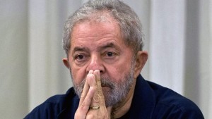 Former Brazilian President (2003-2011) Luiz Inacio Lula da Silva gestures during a meeting with the Workers' Party (PT) members in Sao Paulo, Brazil on March 30, 2015 AFP PHOTO / Nelson ALMEIDA        (Photo credit should read NELSON ALMEIDA/AFP/Getty Images)